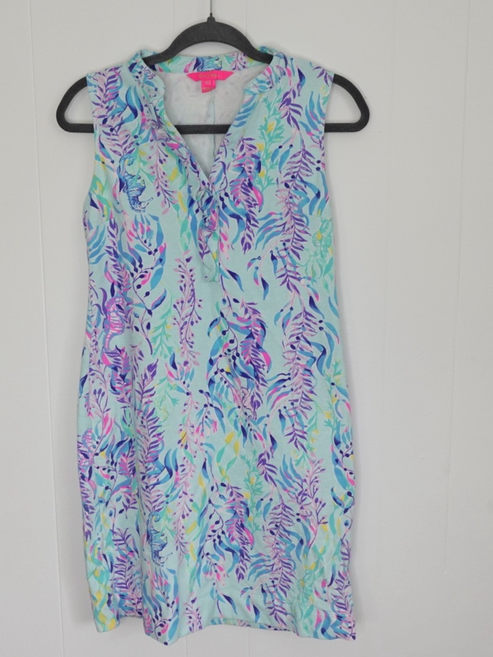 Lilly Pulitzer Aqua Multicolor Leaf Print Dress